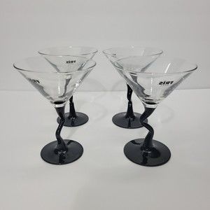 Frïs Vodka Glass Zigzag Black Stem  6"